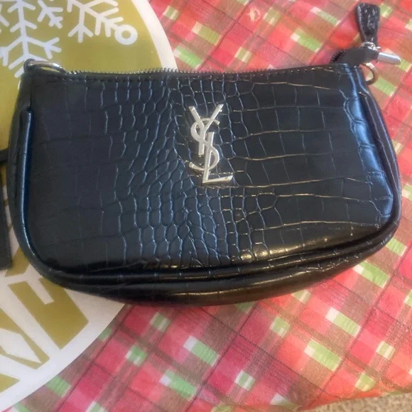 Yves Saint Laurent Black Croc-Embossed Shoulder Bag - Picture 10 of 10